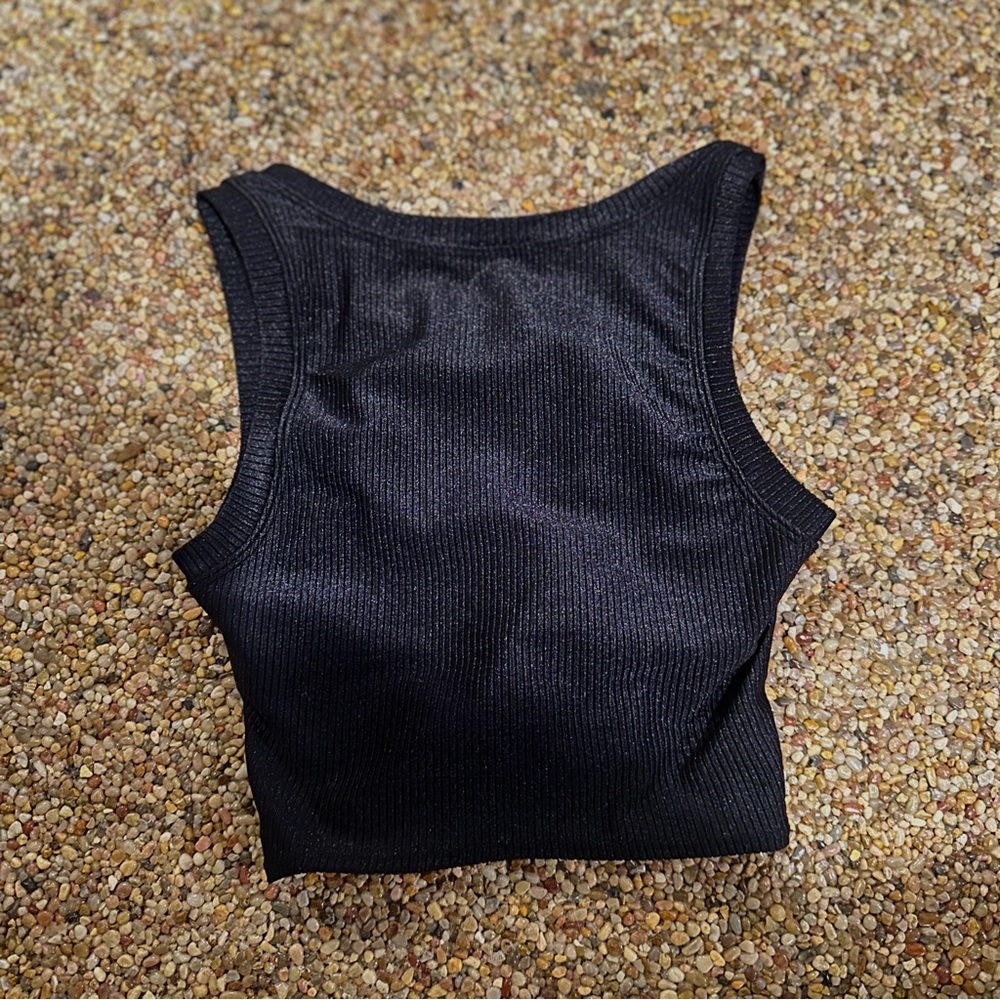 AERIE OFFLINE Ribbed Shine Twist Front Sports Bra - Picture 3 of 6